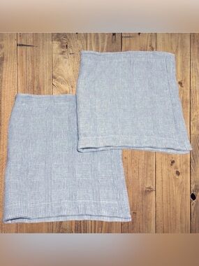 LL Bean Blue 2 King Pillow Shams 41x23” Textured